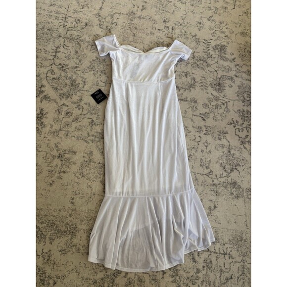 Lulus How Much I Care White Velvet Off-the-Shoulder Midi Dress Size XL Bridal - Picture 3 of 7
